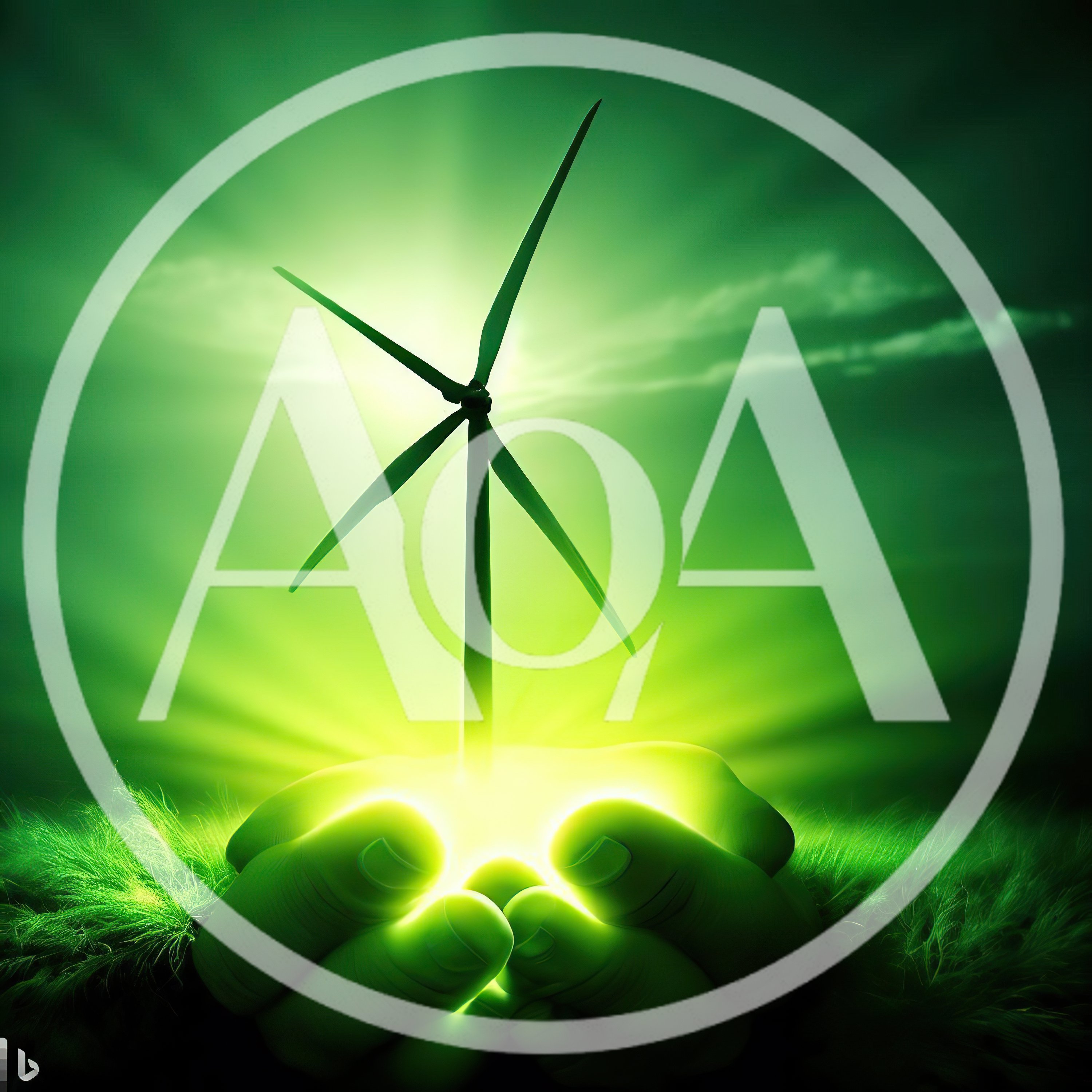 Hands Holding A Glowing Wind Turbine Concept