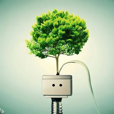 Conceptual Tree Growing From A Light Bulb Socket
