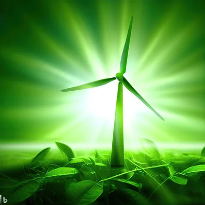 Green Wind Turbine In Lush Foliage