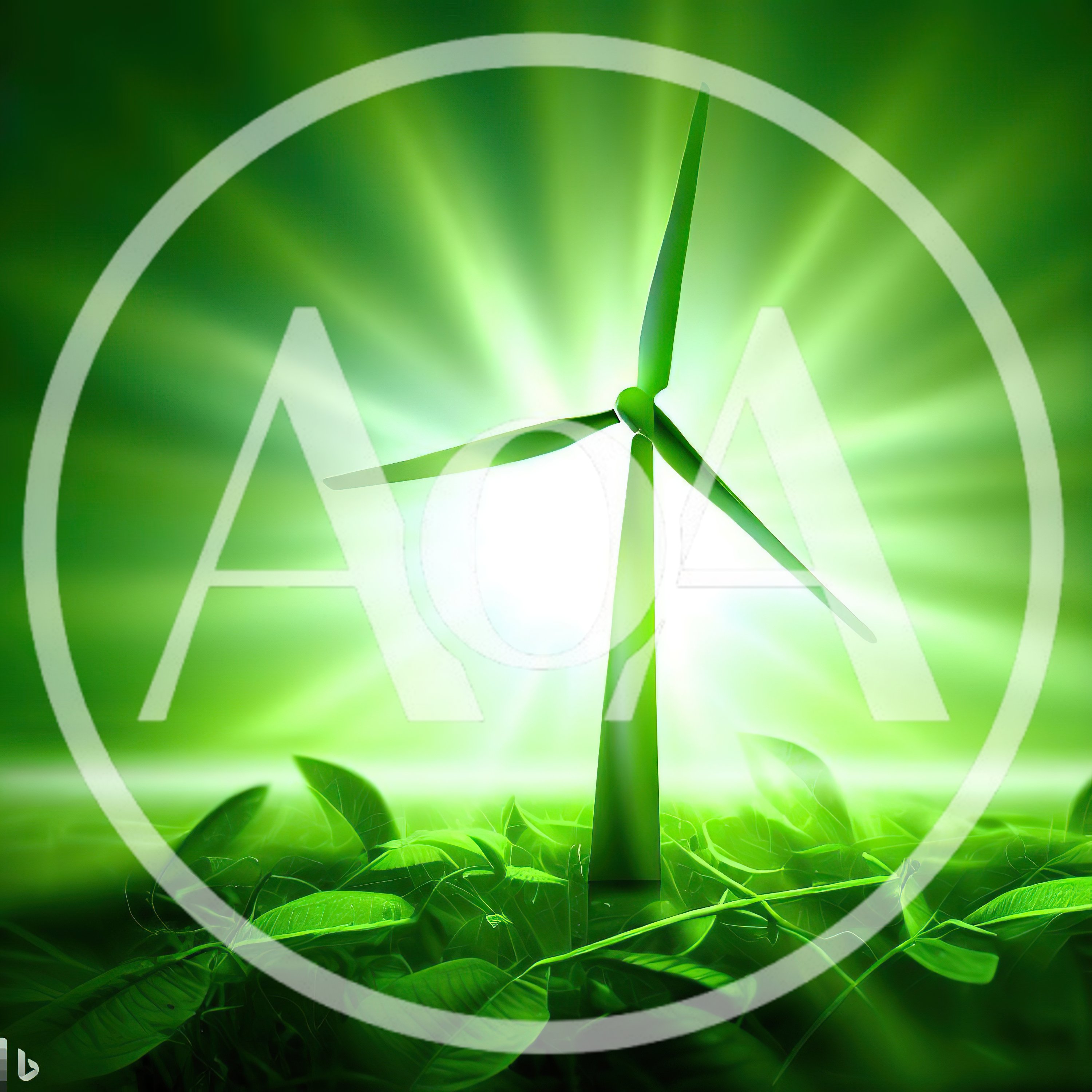 Green Wind Turbine In Lush Foliage