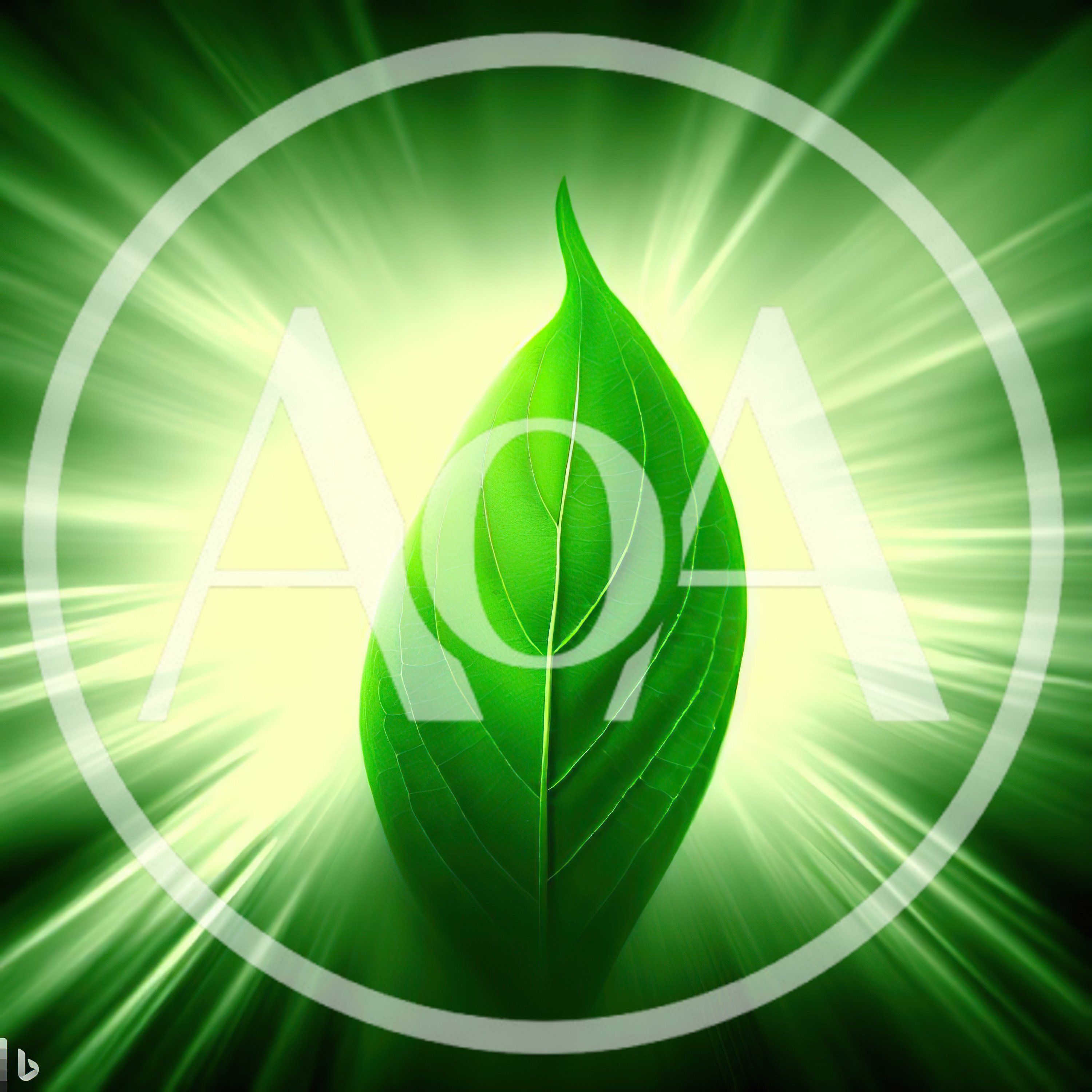 Glowing Green Leaf With Radiant Light Burst