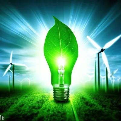 Green Energy Concept With Glowing Leaf Light Bulb