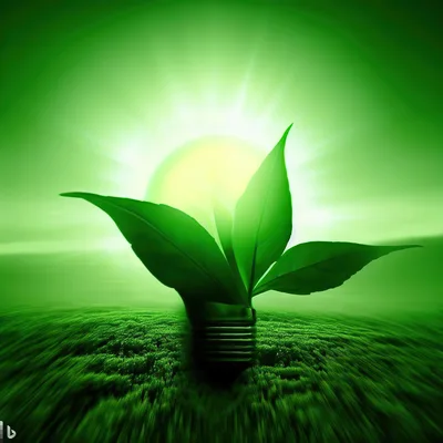 Green Energy Concept With Light Bulb And Leaves