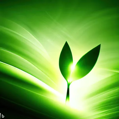 Glowing Green Sprout Against Abstract Light Background