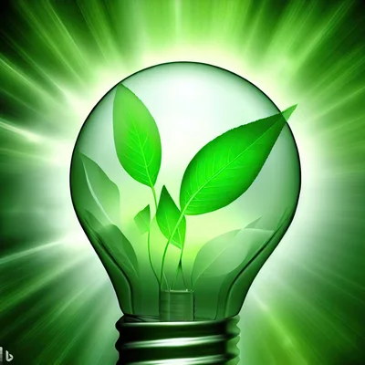 Green Plant Growing Inside A Glowing Light Bulb