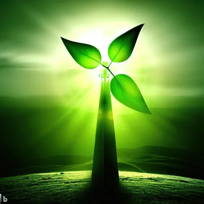 Conceptual Wind Turbine With Green Leaf Blades