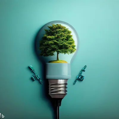 Green Tree Growing Inside A Light Bulb