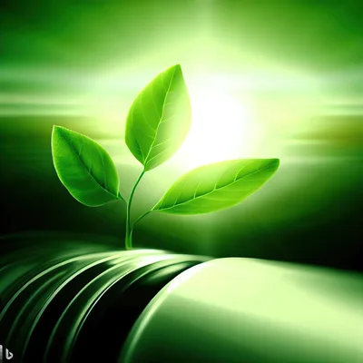 Green Plant Sprout Growing From Metallic Surface
