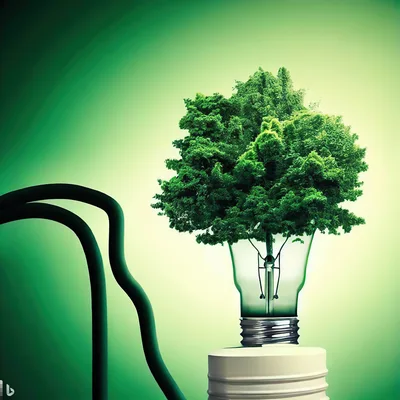Green Energy Concept With Tree Inside Light Bulb
