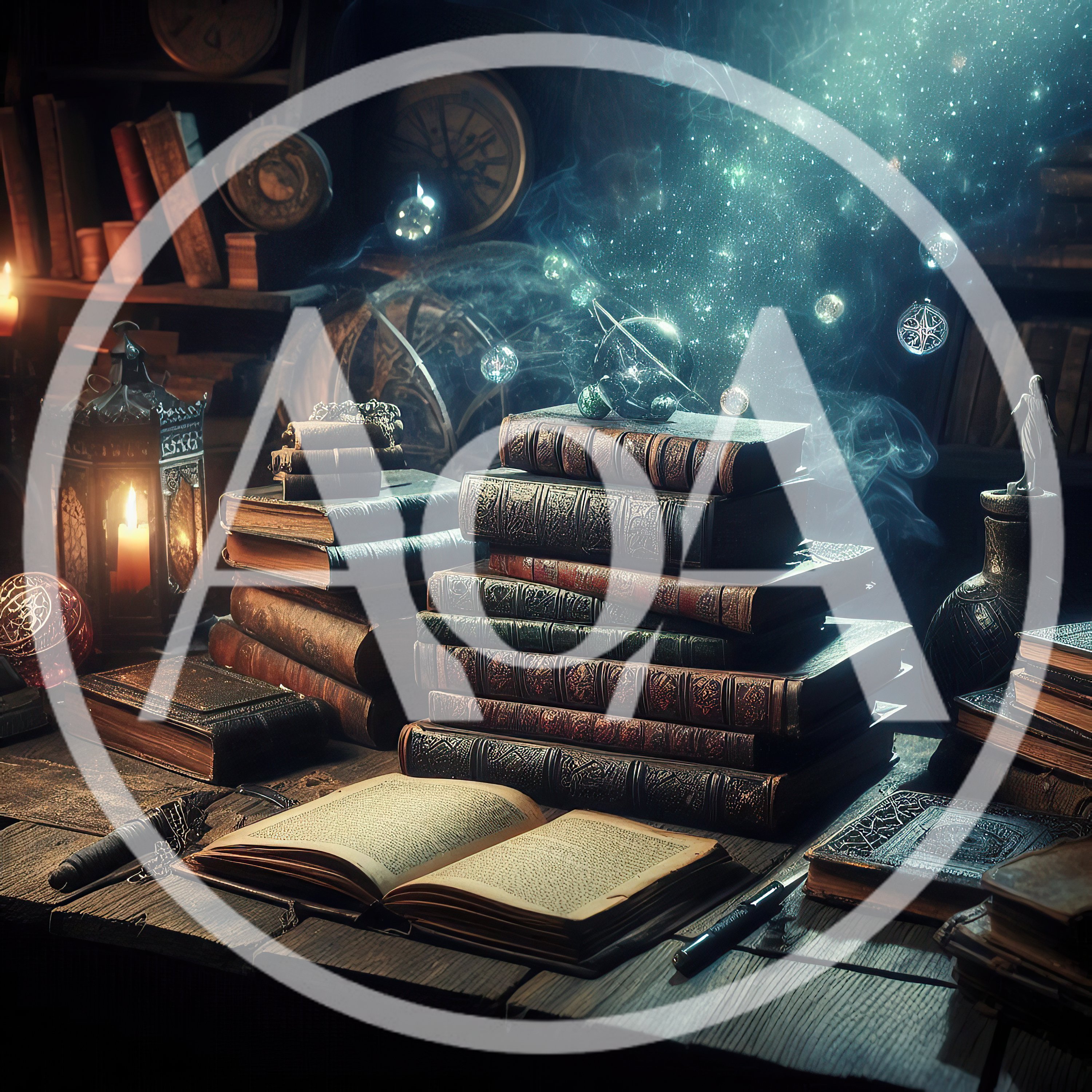 Magical Books And Glowing Orbs In Wizard Study