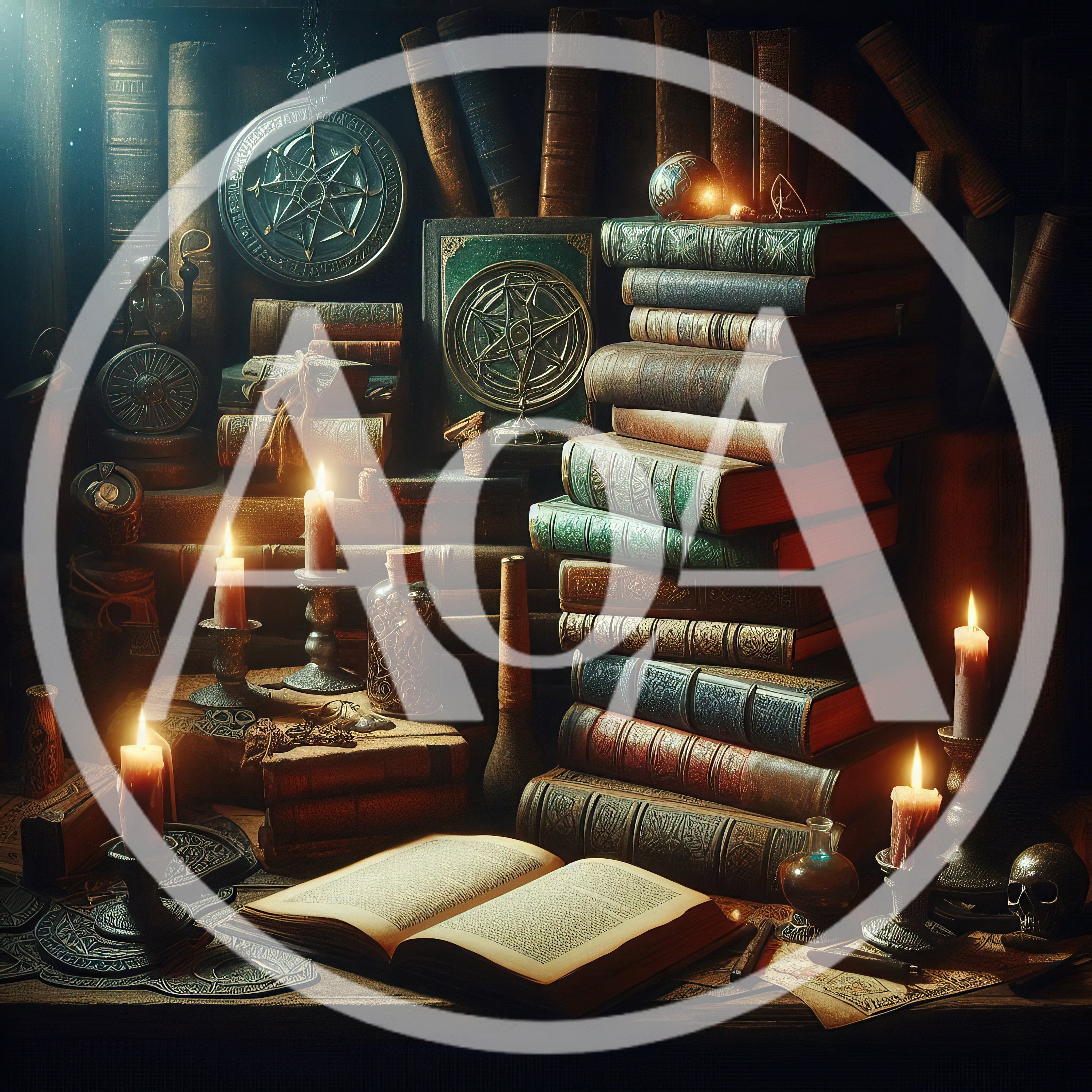 Mystical Alchemist Study With Ancient Books And Candles