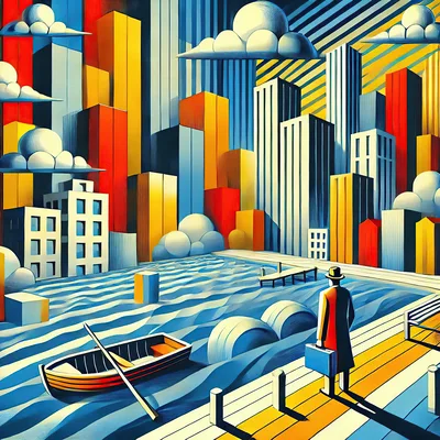 Man With Briefcase Standing On A Dock