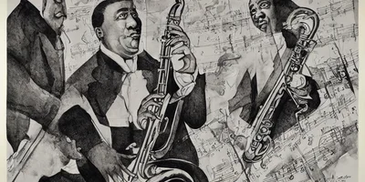 Jazz Musicians Playing Saxophones In Artistic Ink Illustration