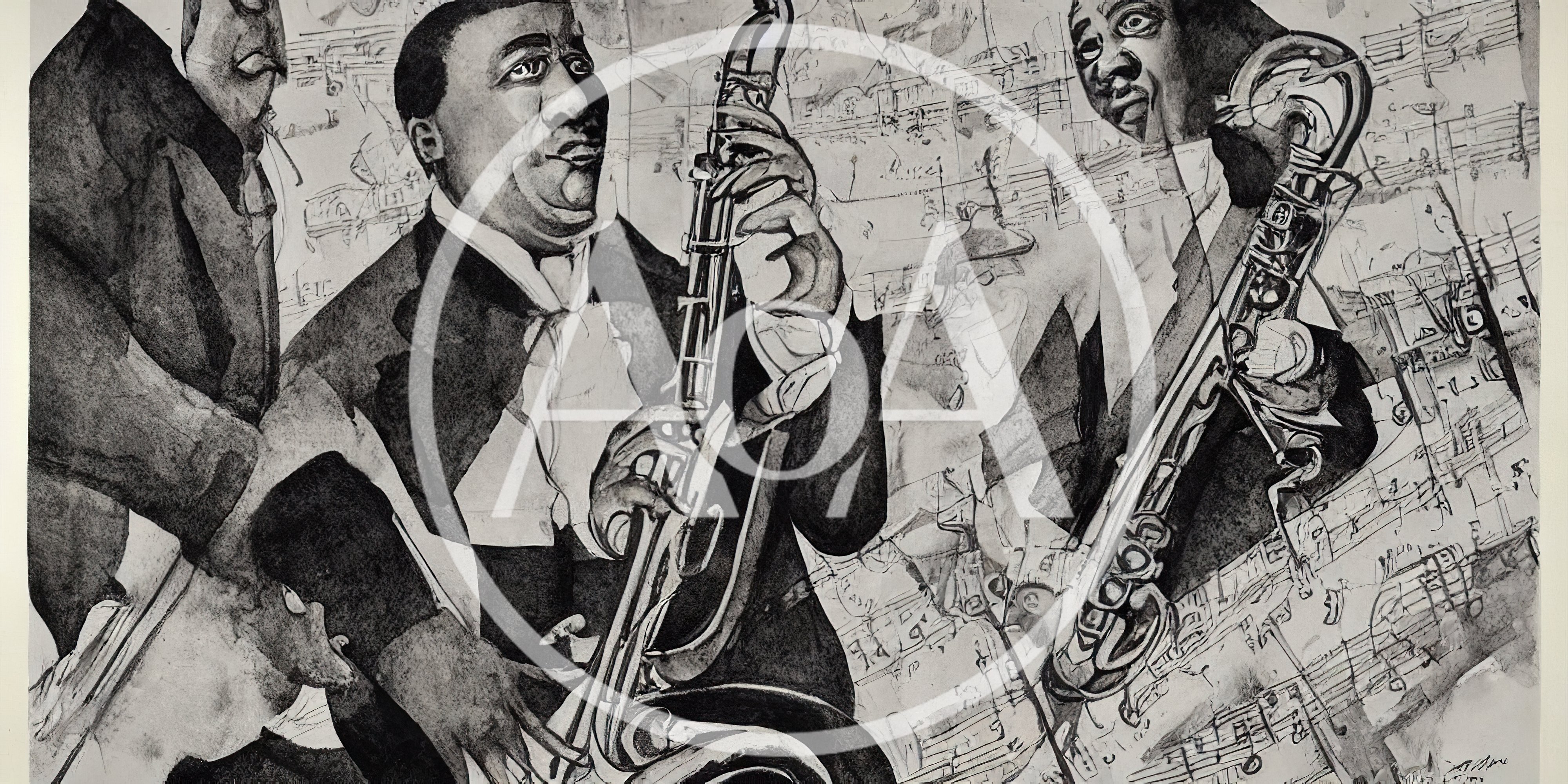 Jazz Musicians Playing Saxophones In Artistic Ink Illustration