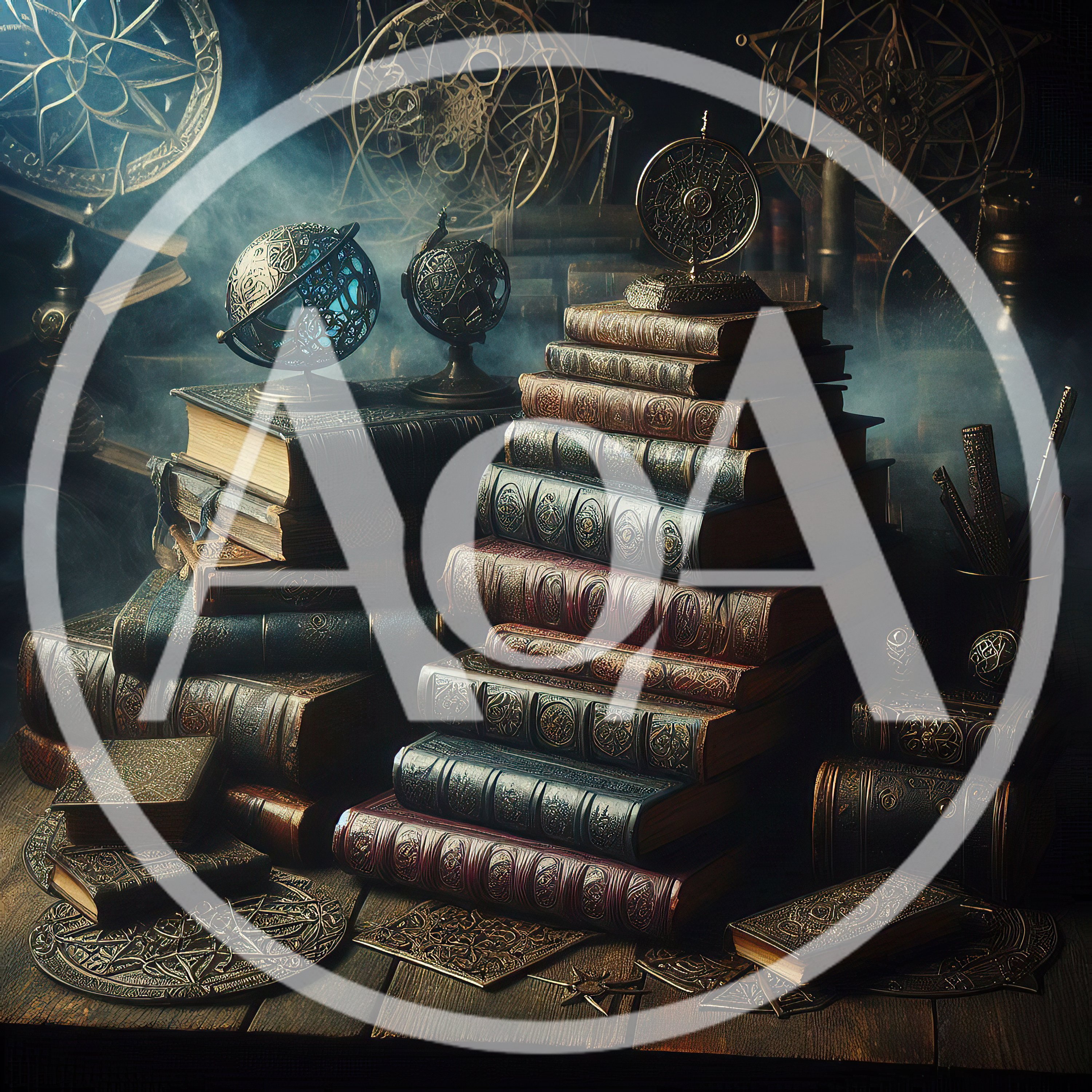 Ancient Books And Astrolabes In A Mystical Library
