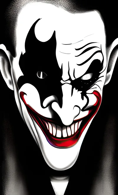 Sinister Joker Style Clown Portrait Illustration