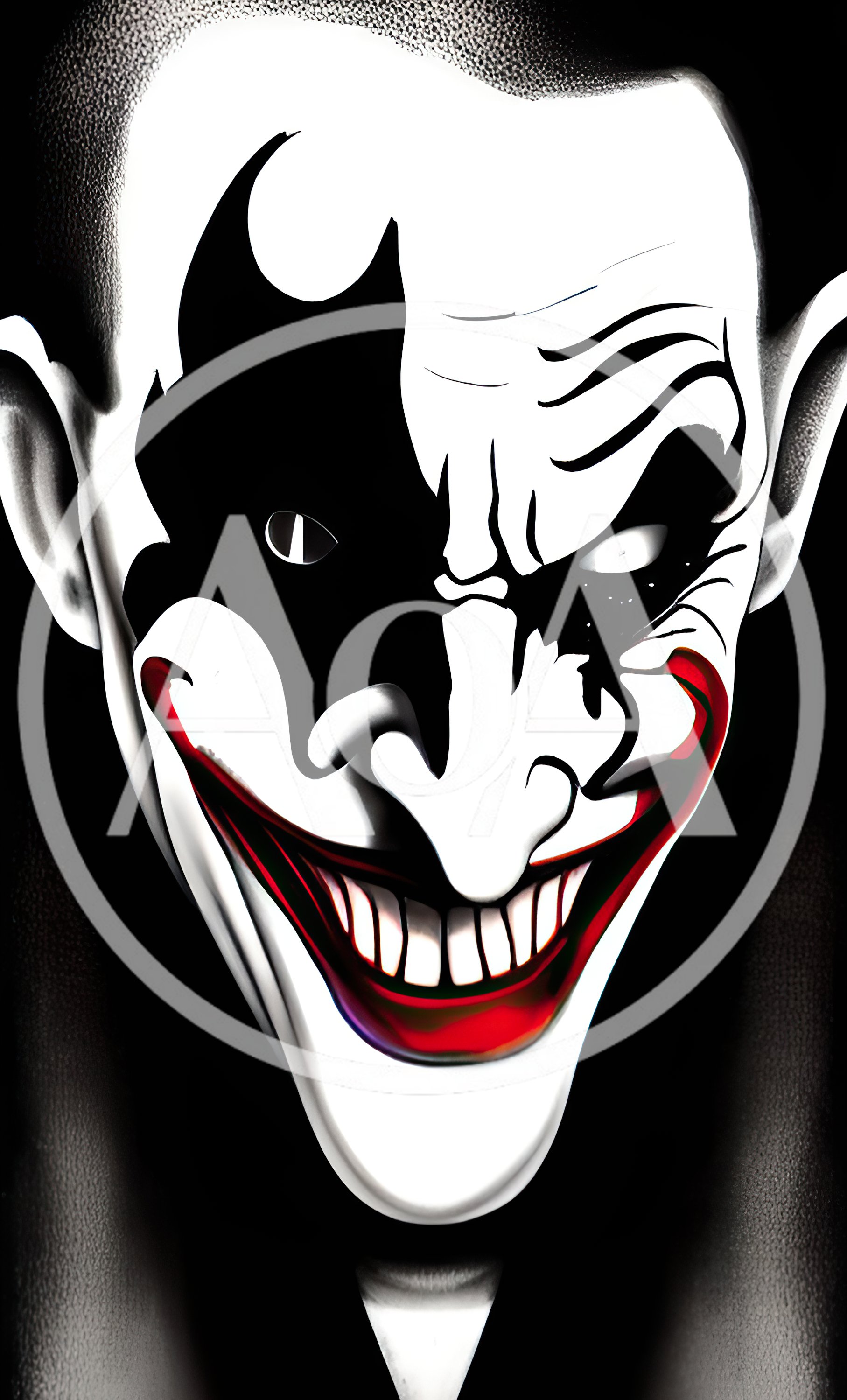 Sinister Joker Style Clown Portrait Illustration