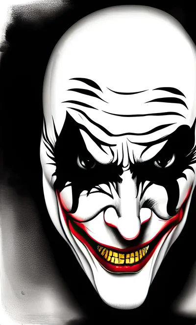 Close Up Portrait Of A Sinister Joker Mask