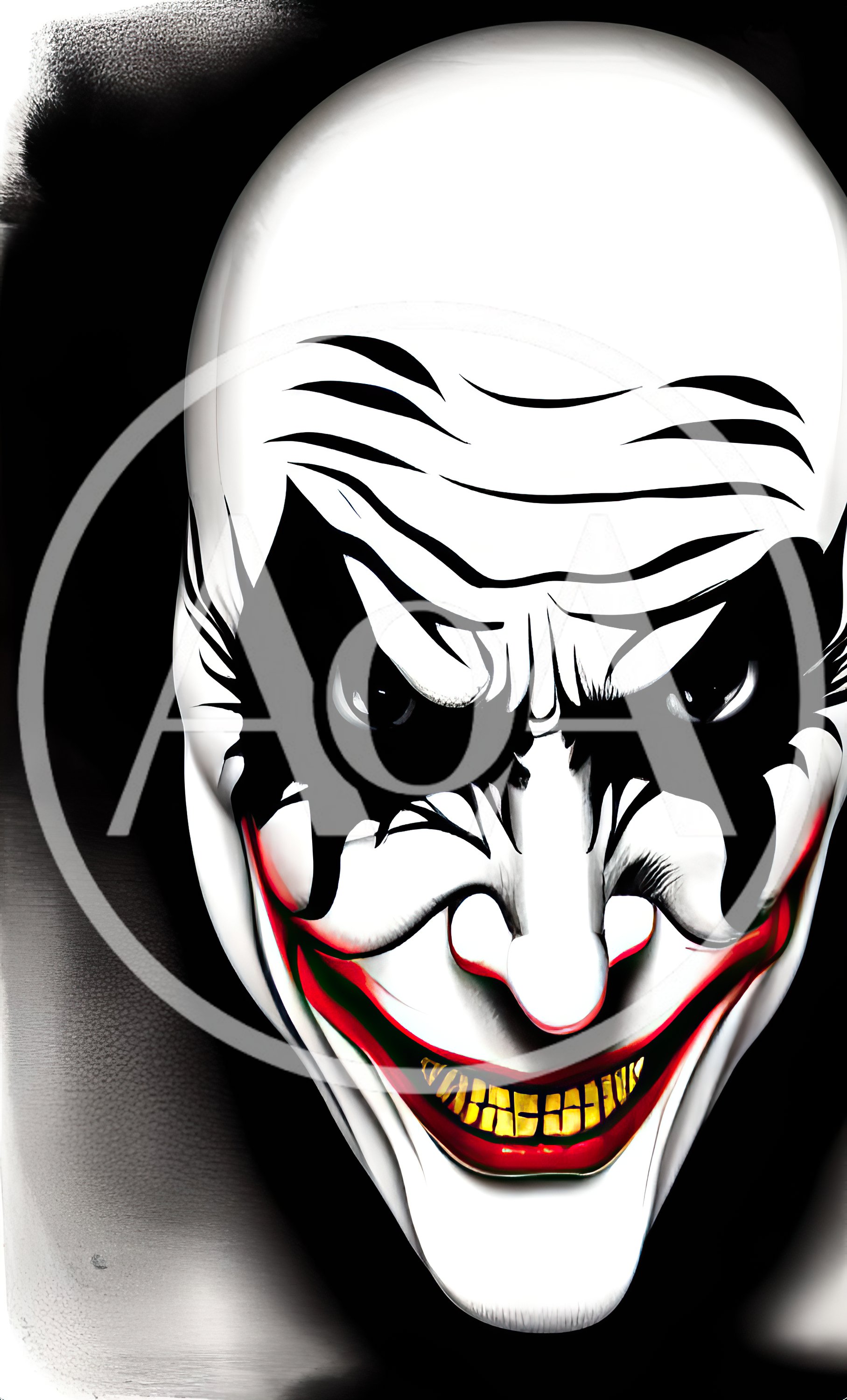 Close Up Portrait Of A Sinister Joker Mask