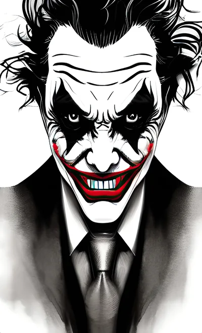 Stylized Joker Portrait In A Formal Suit