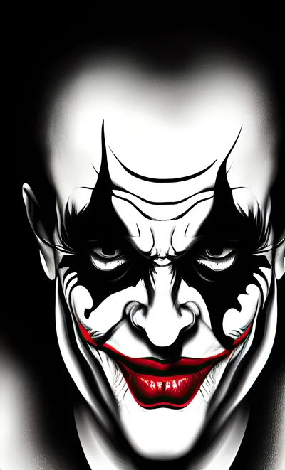 Close Up Portrait Of A Menacing Clown Face