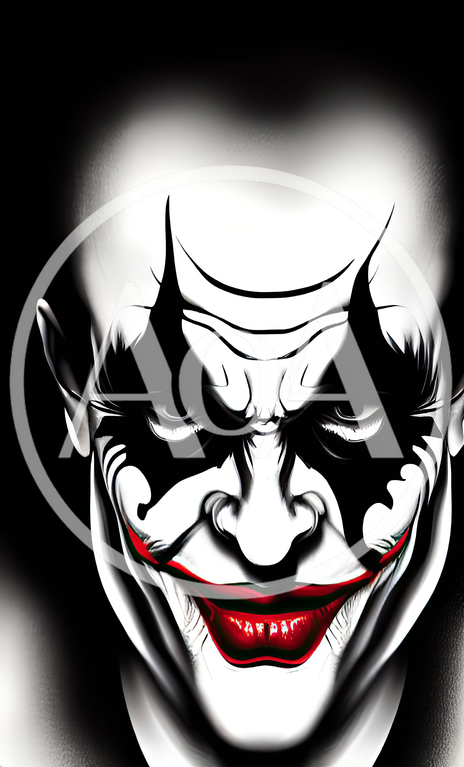 Close Up Portrait Of A Menacing Clown Face