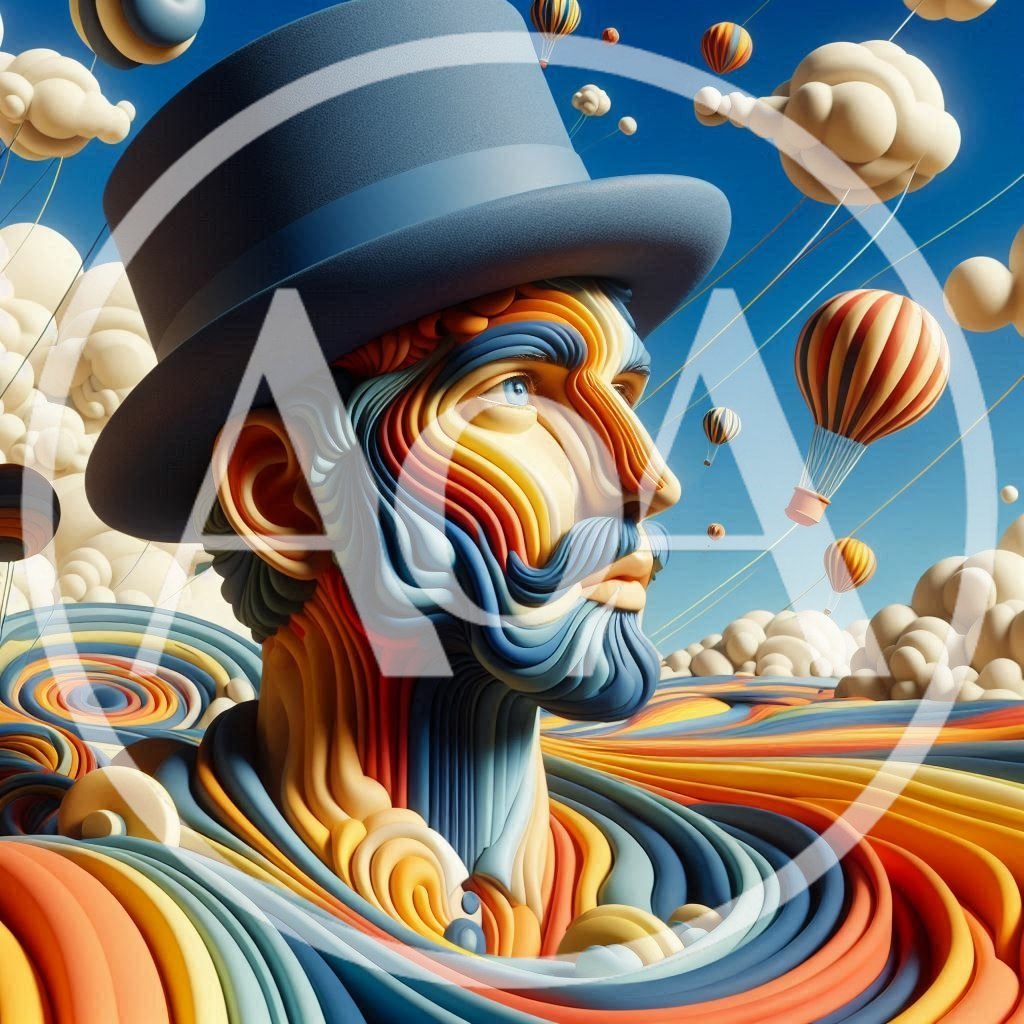 Surreal Portrait Of A Man With Colorful Flowing Layers