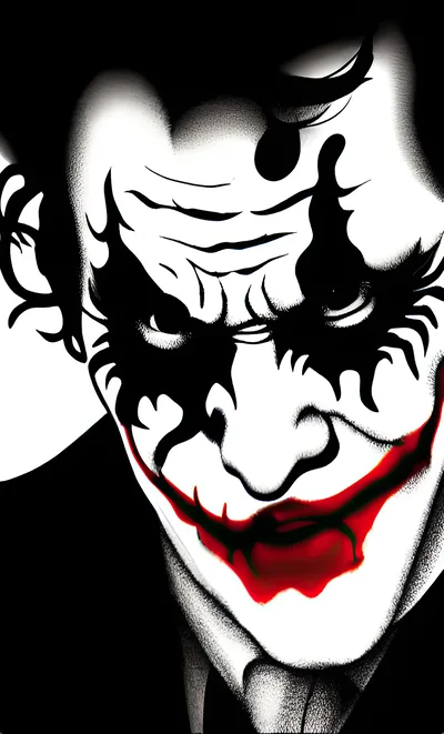 Stylized Joker Portrait With Dramatic Black And Red Makeup