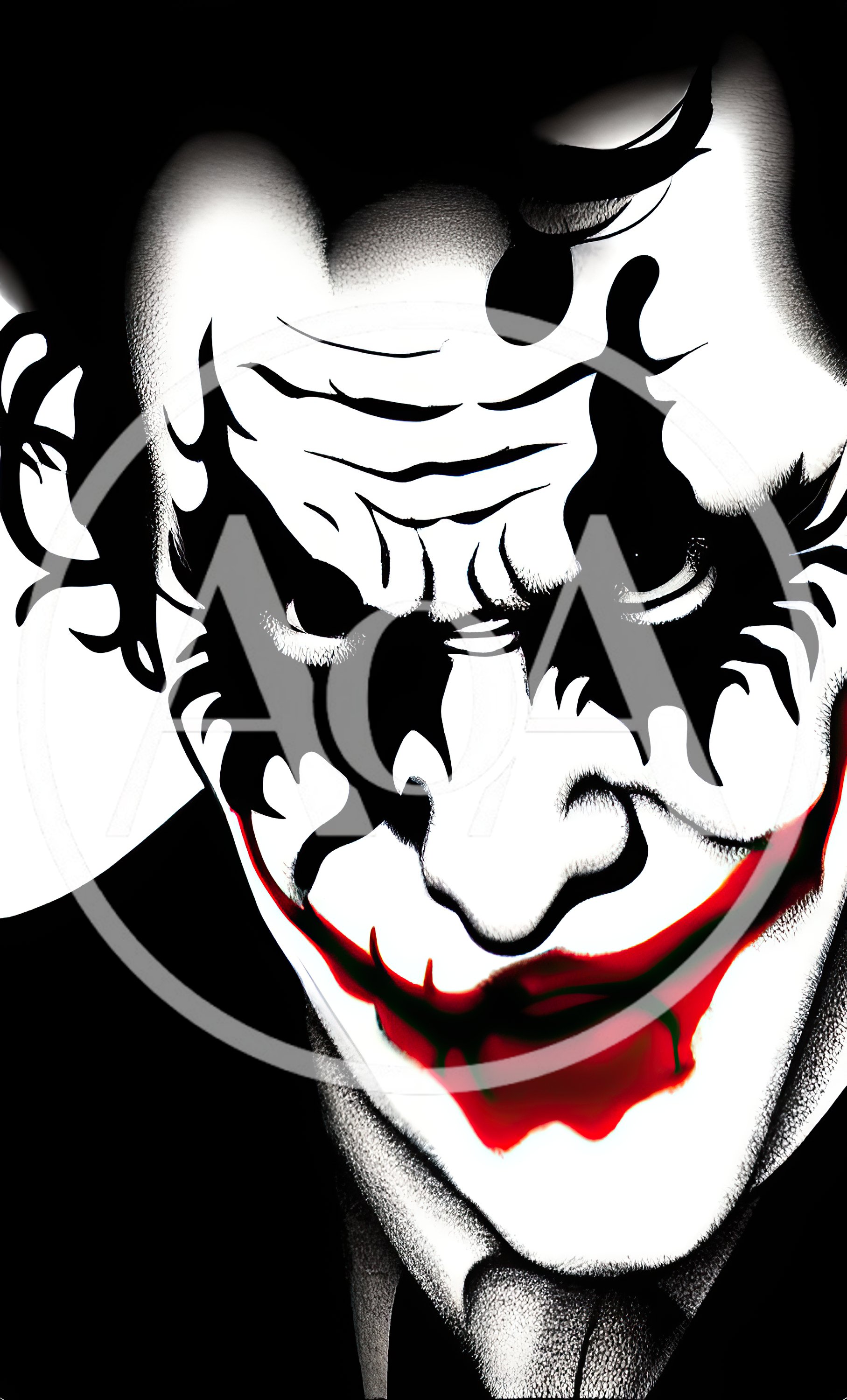 Stylized Joker Portrait With Dramatic Black And Red Makeup