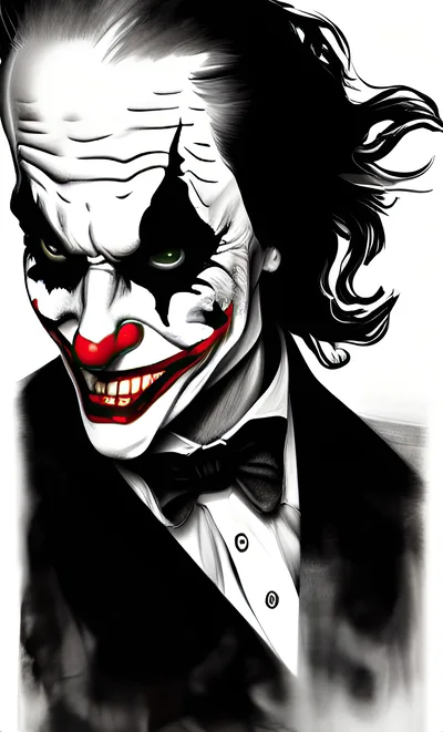 Stylized Joker Portrait In Formal Tuxedo Attire