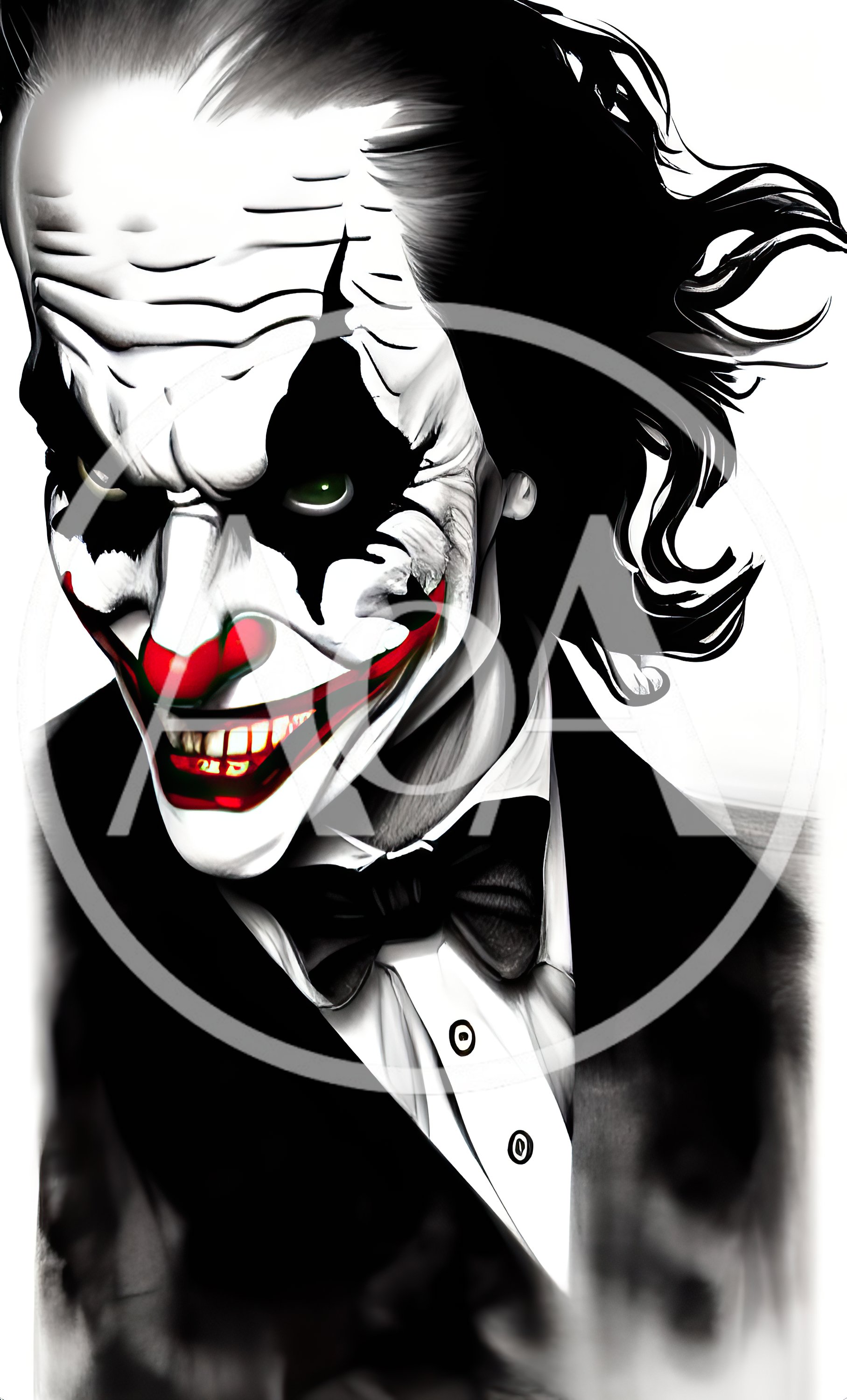 Stylized Joker Portrait In Formal Tuxedo Attire