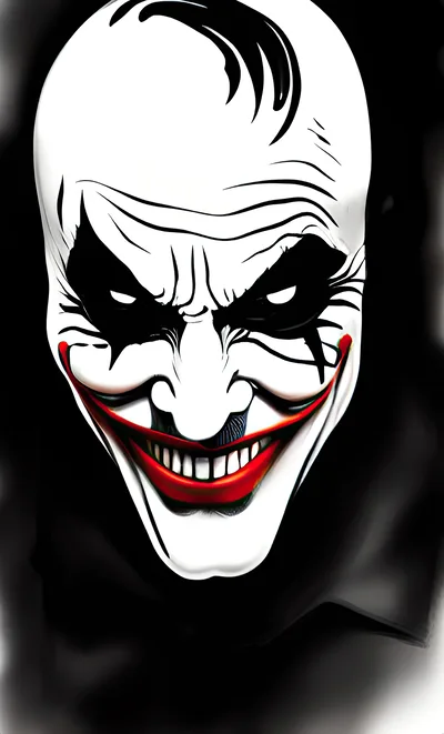 Stylized Joker Mask Portrait With Dramatic Lighting