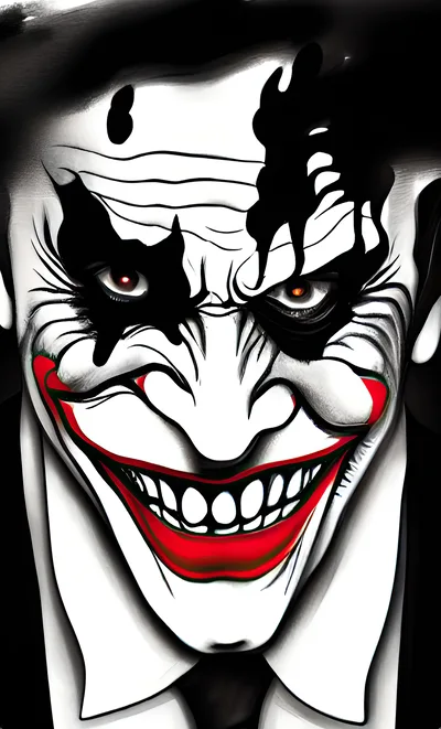 Stylized Joker Portrait With Dramatic Black And White Makeup