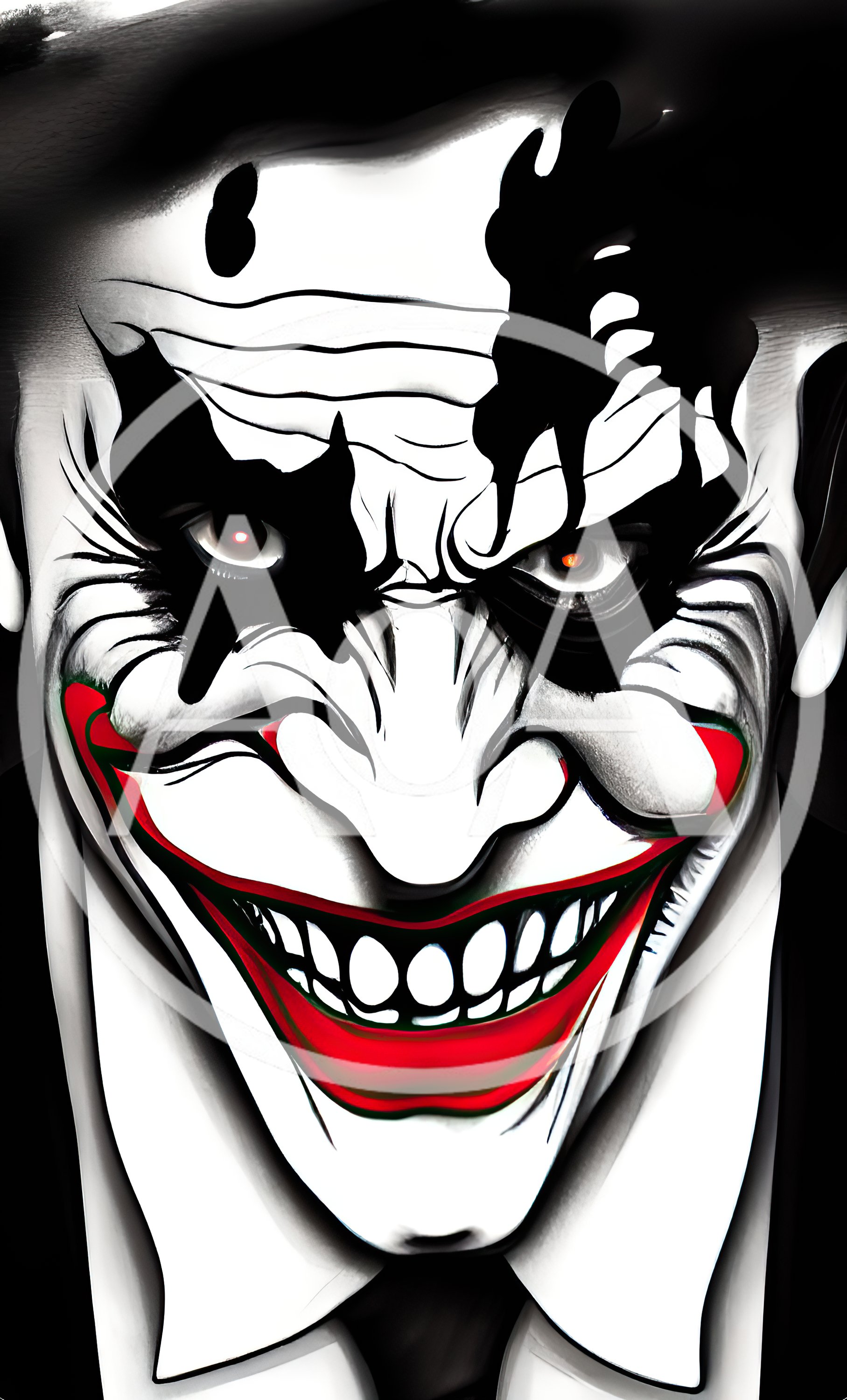 Stylized Joker Portrait With Dramatic Black And White Makeup