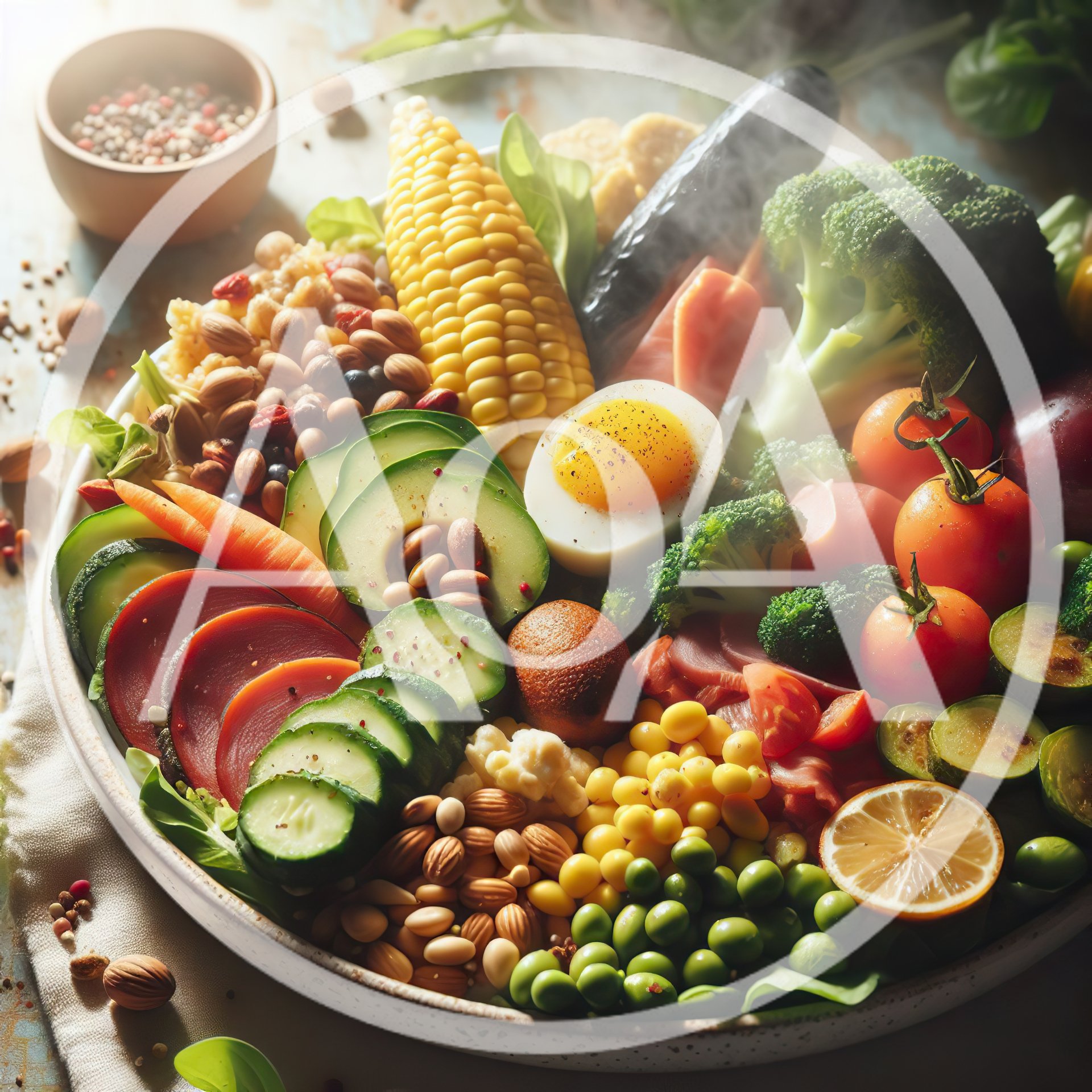 Healthy Balanced Salad Bowl With Fresh Vegetables And Nuts