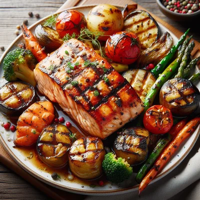 Grilled Salmon Fillet With Roasted Vegetables