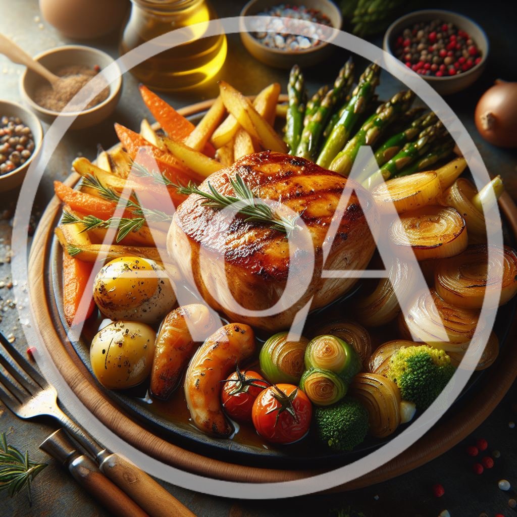 Gourmet Grilled Pork Chop With Roasted Vegetables