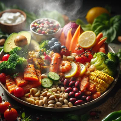 Steaming Bowl Of Fresh Healthy Vegetable Salad