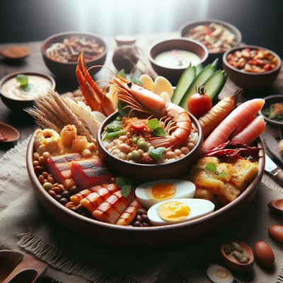Gourmet Seafood And Vegetable Platter Arrangement