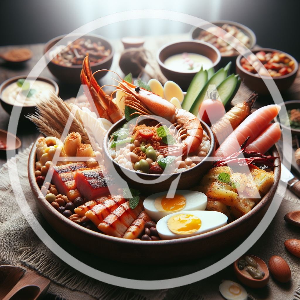 Gourmet Seafood And Vegetable Platter Arrangement