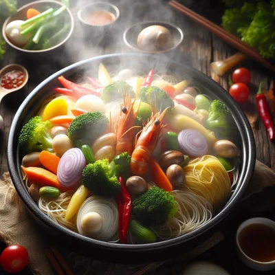 Steaming Bowl Of Asian Shrimp Noodle Soup