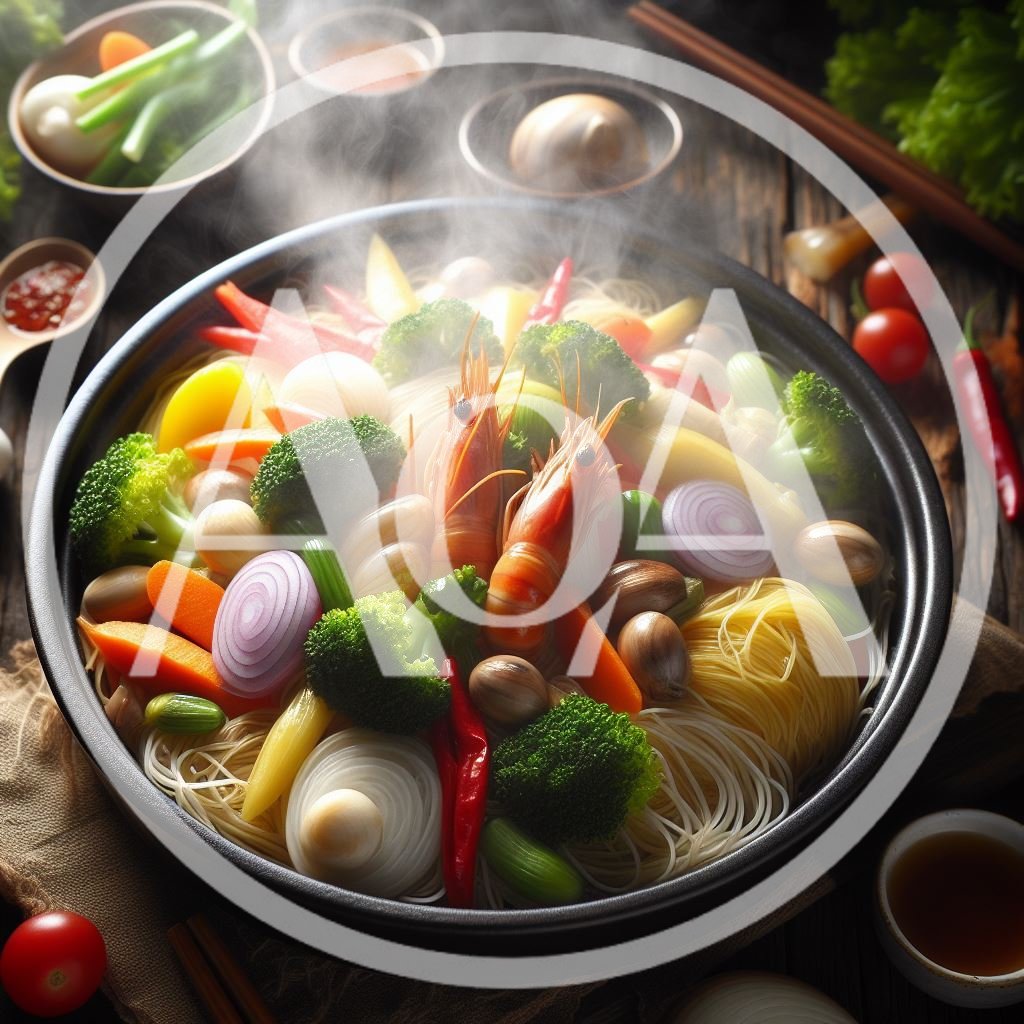 Steaming Bowl Of Asian Shrimp Noodle Soup