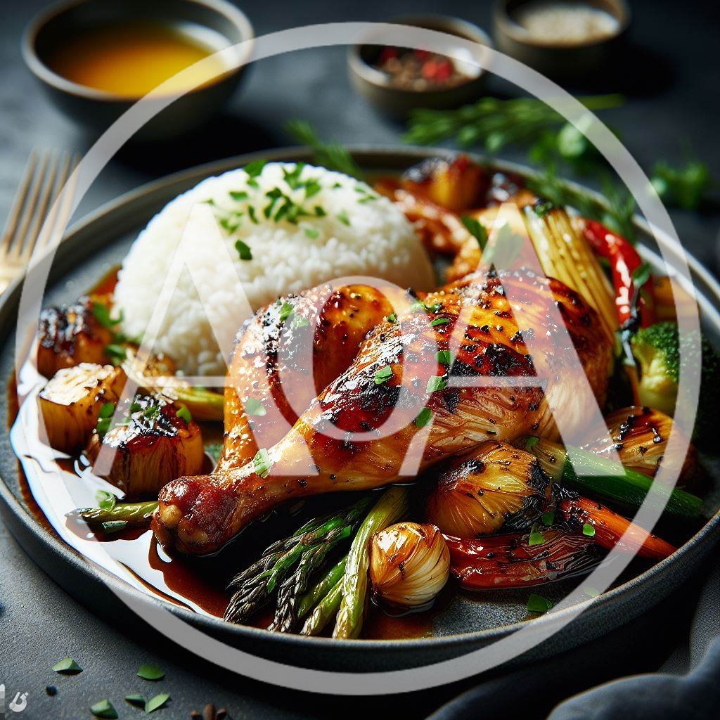 Roasted Chicken Leg With Rice And Vegetables