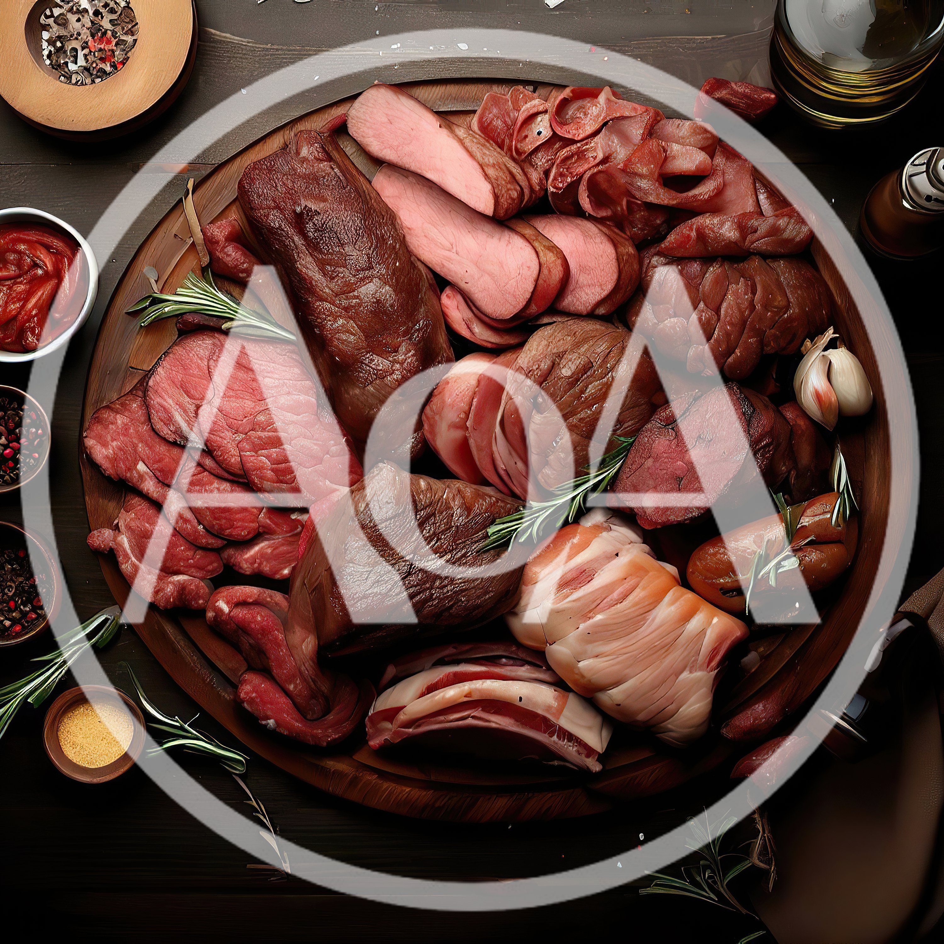 Assorted Smoked Meats Platter on Wooden Board