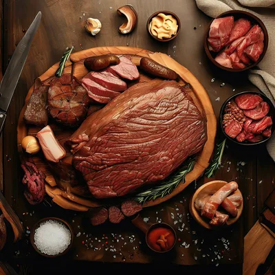 Gourmet Charcuterie Board With Smoked Meats And Spices
