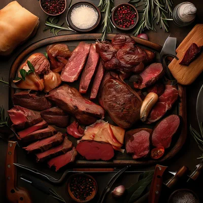 Gourmet Charcuterie Board With Assorted Smoked Meats