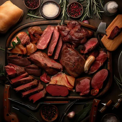 Gourmet Charcuterie Board With Assorted Smoked Meats
