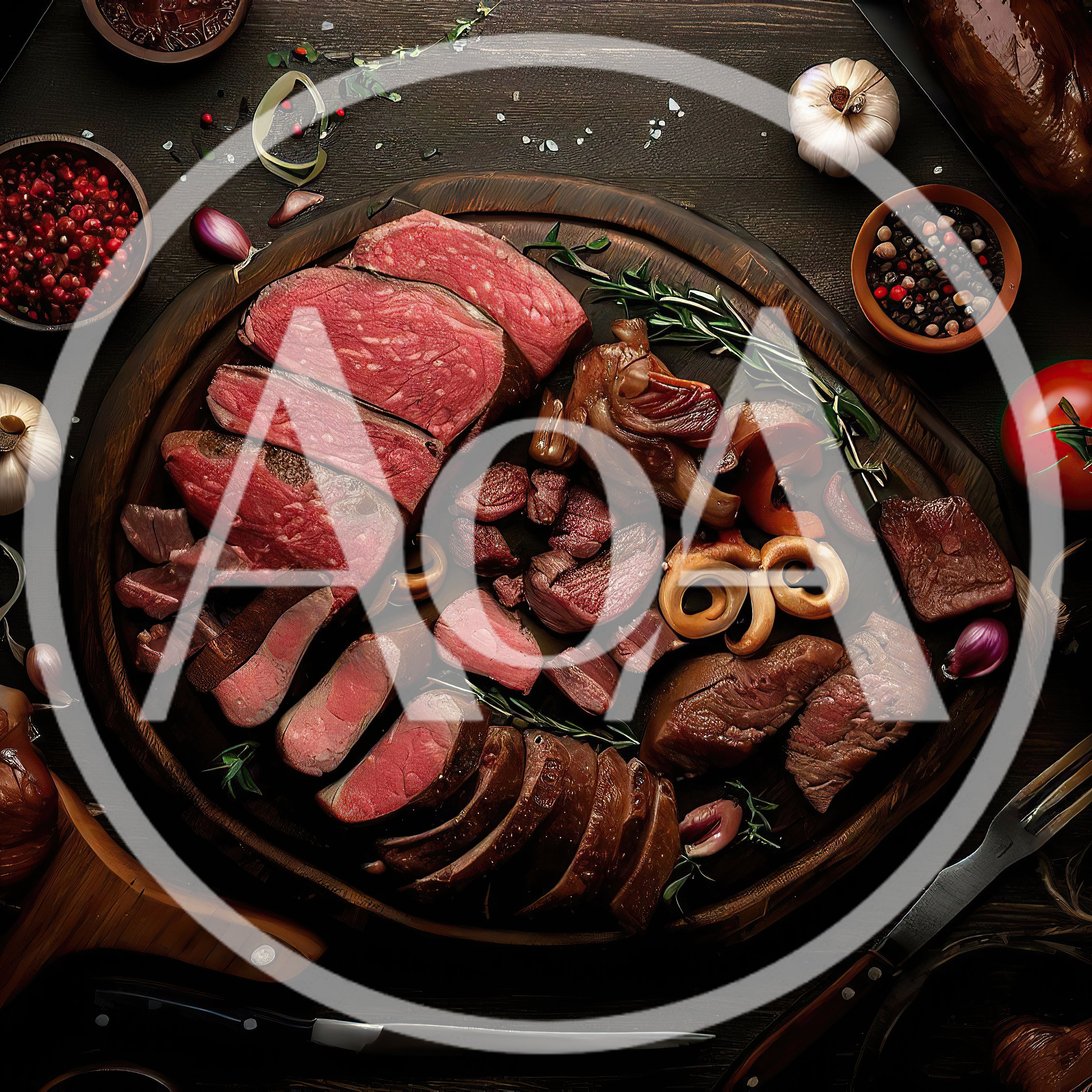 Gourmet Sliced Beef Roast Platter on Wooden Board