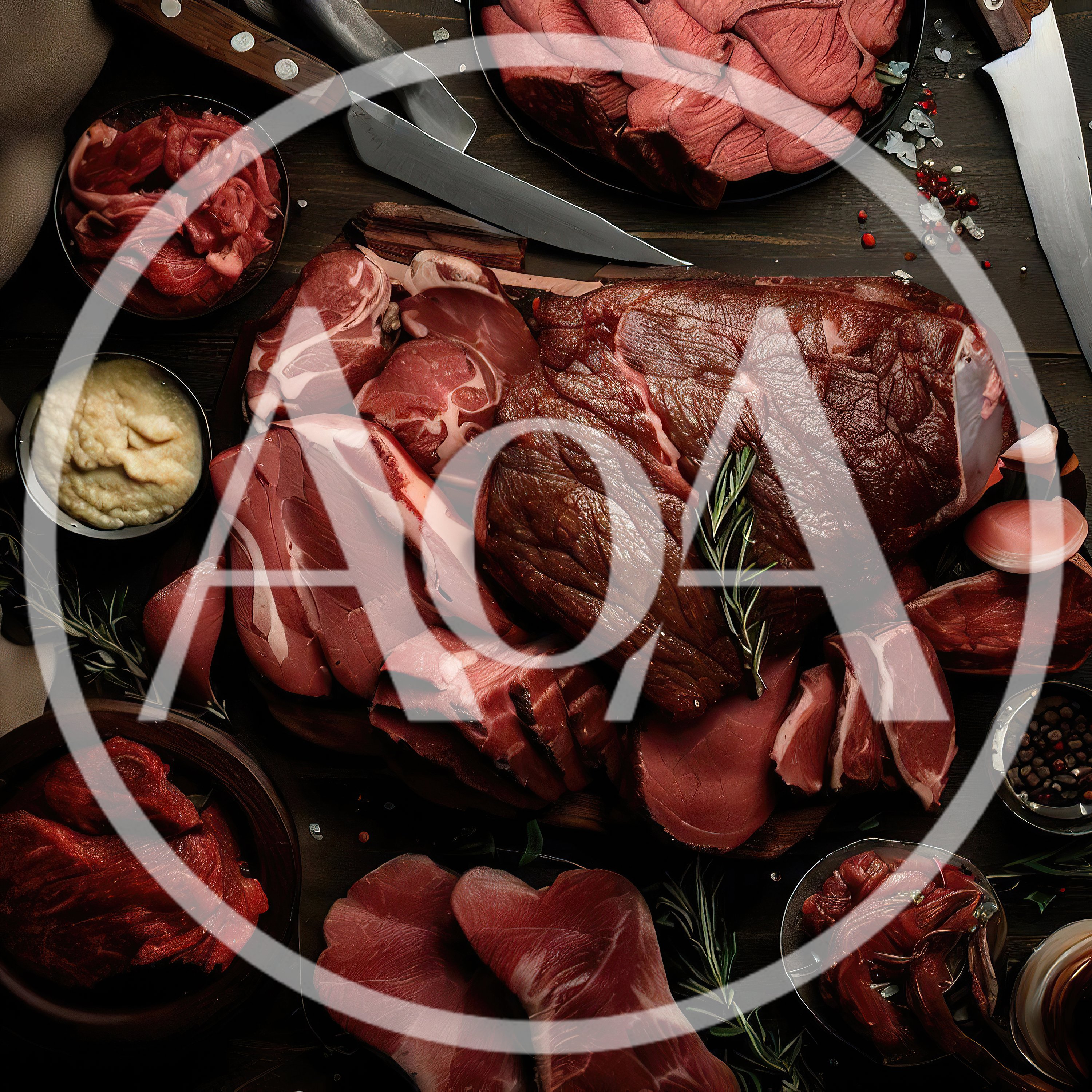 Assorted Raw Meat Cuts on Wooden Cutting Board