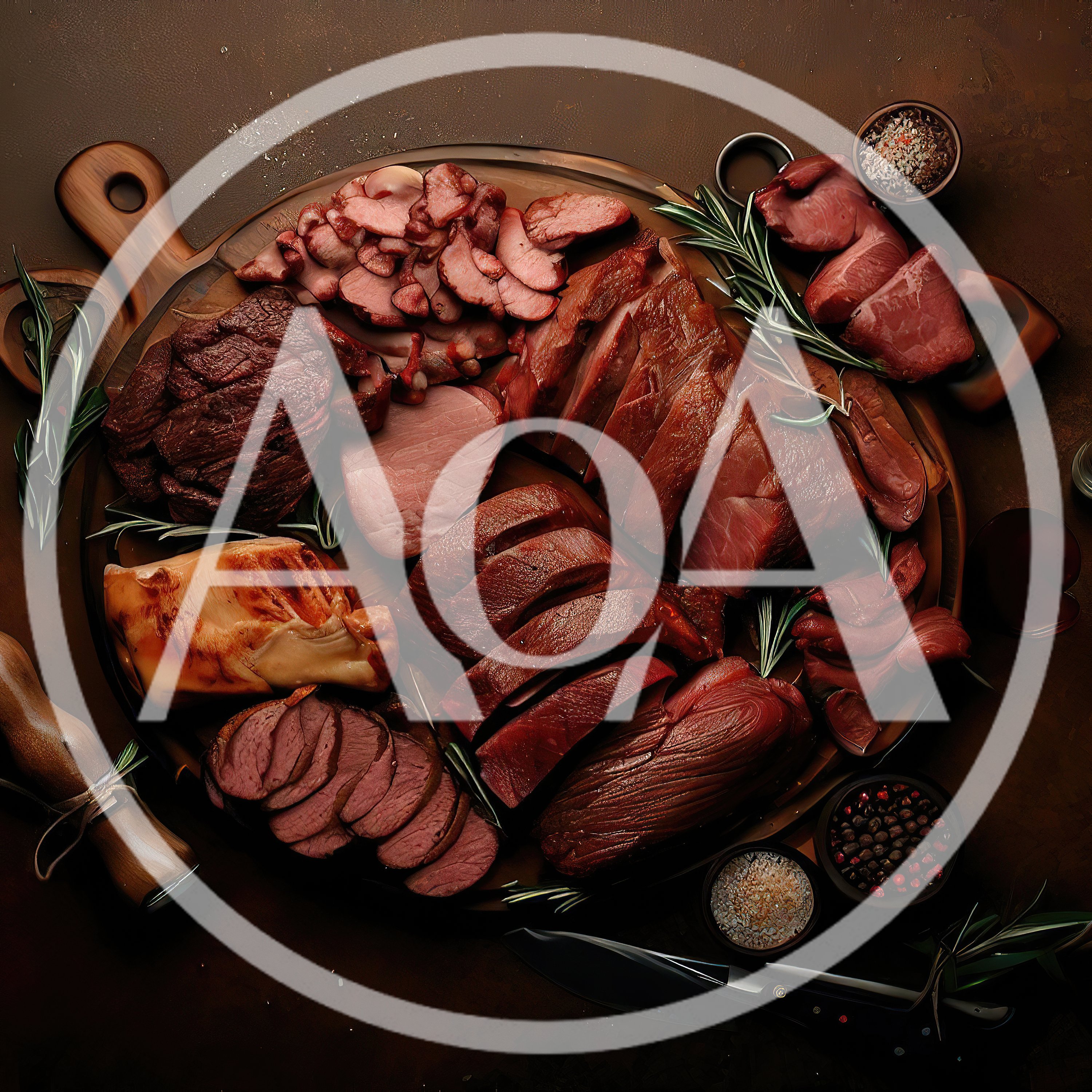 Assorted Smoked Meats On A Wooden Serving Board